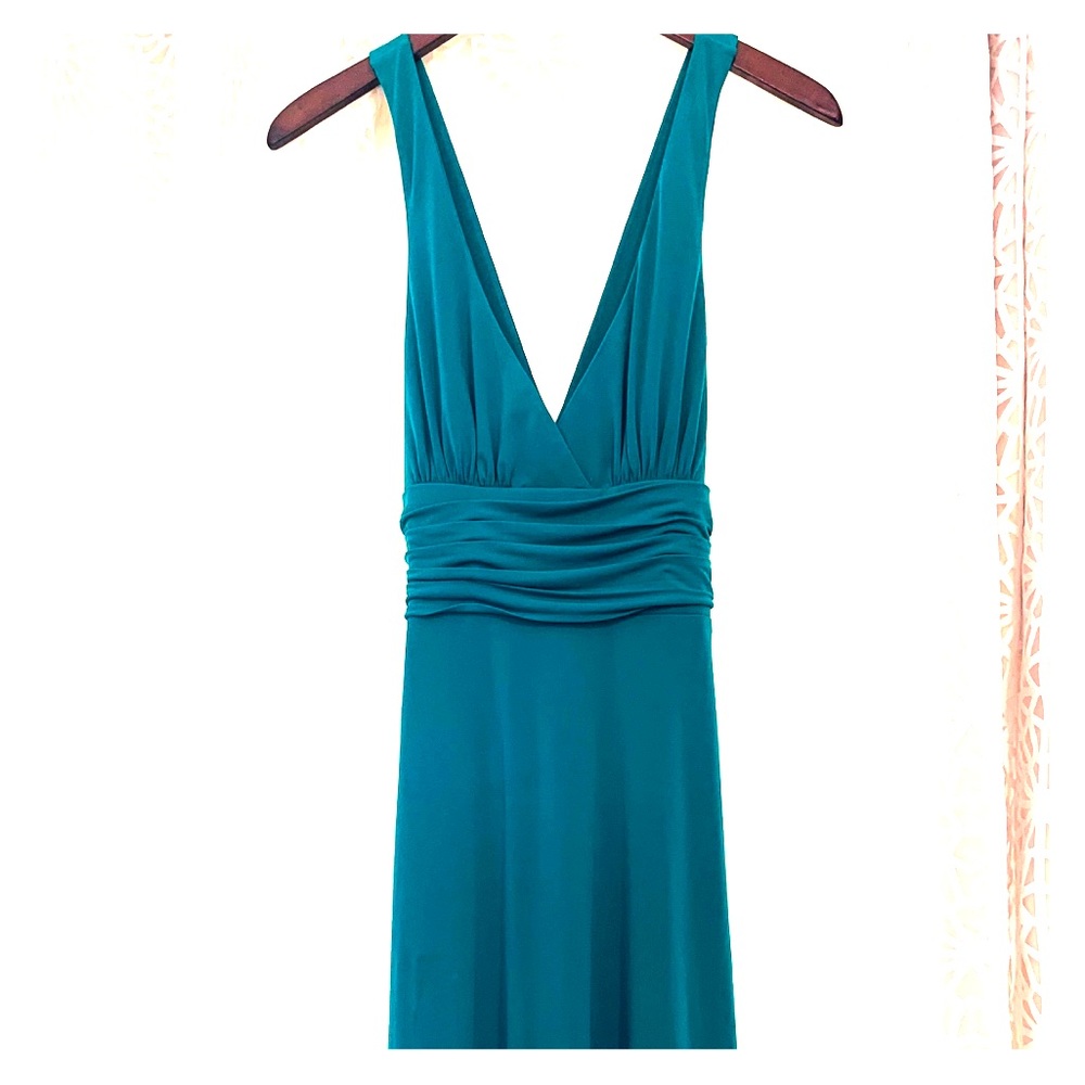 Gorgeous teal cross back halter dress